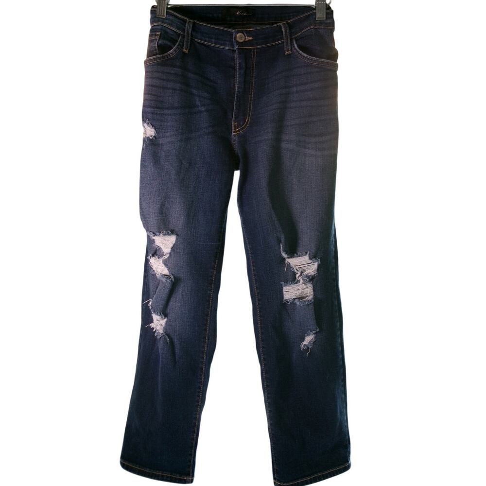 Kancan Jeans Womens 32 Distressed Flare Bootcut Dark Wash Stretch Denim